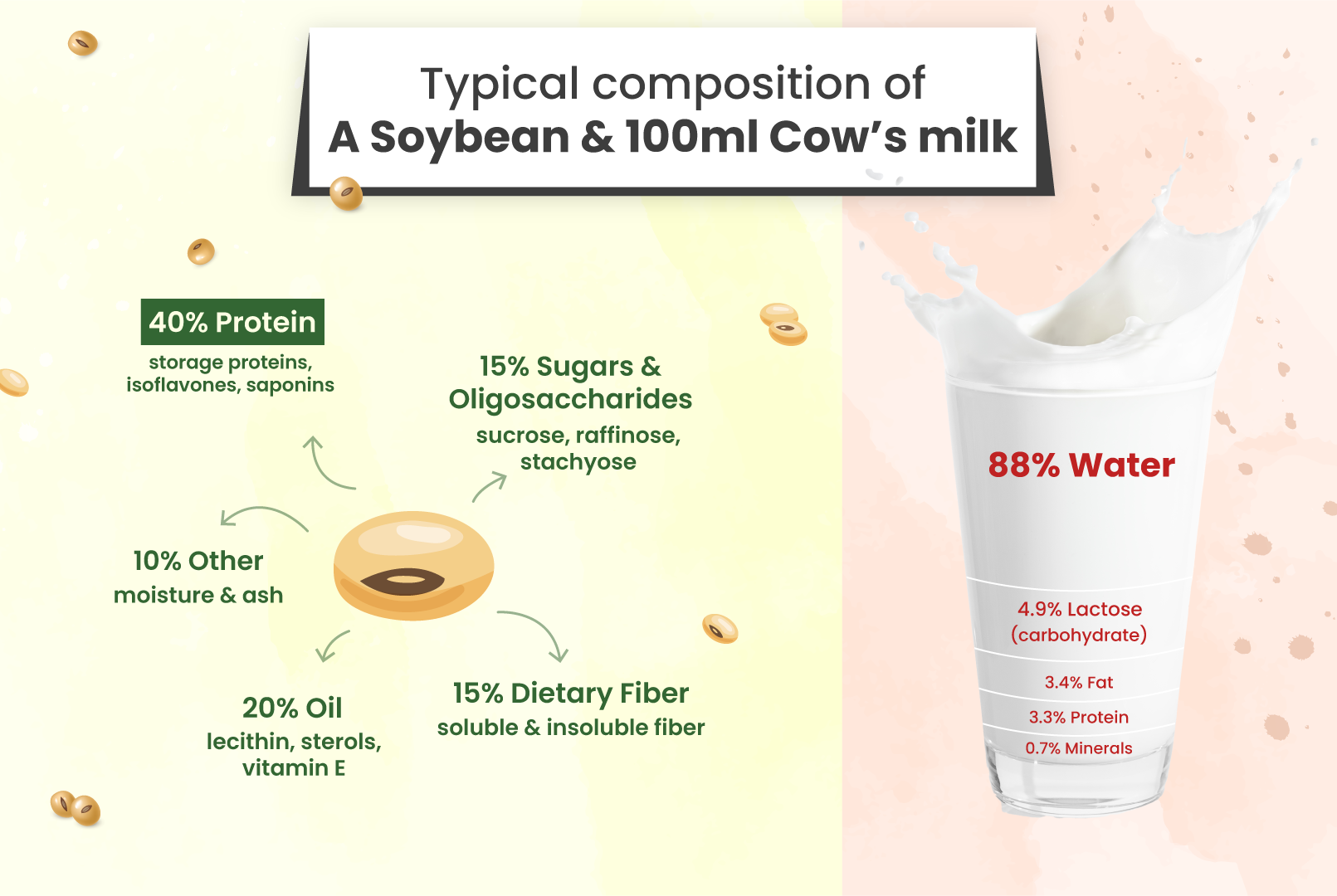 Typical composition of a Soybean & 100 ml Cow’s milk